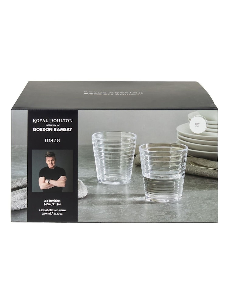 Royal Doulton Set of 4 Clear Maze Tumbler Glasses - Image 2 of 5