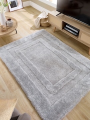 Origin Rug Collection. Silver Frame Shaggy Pile Rug - Image 1 of 5