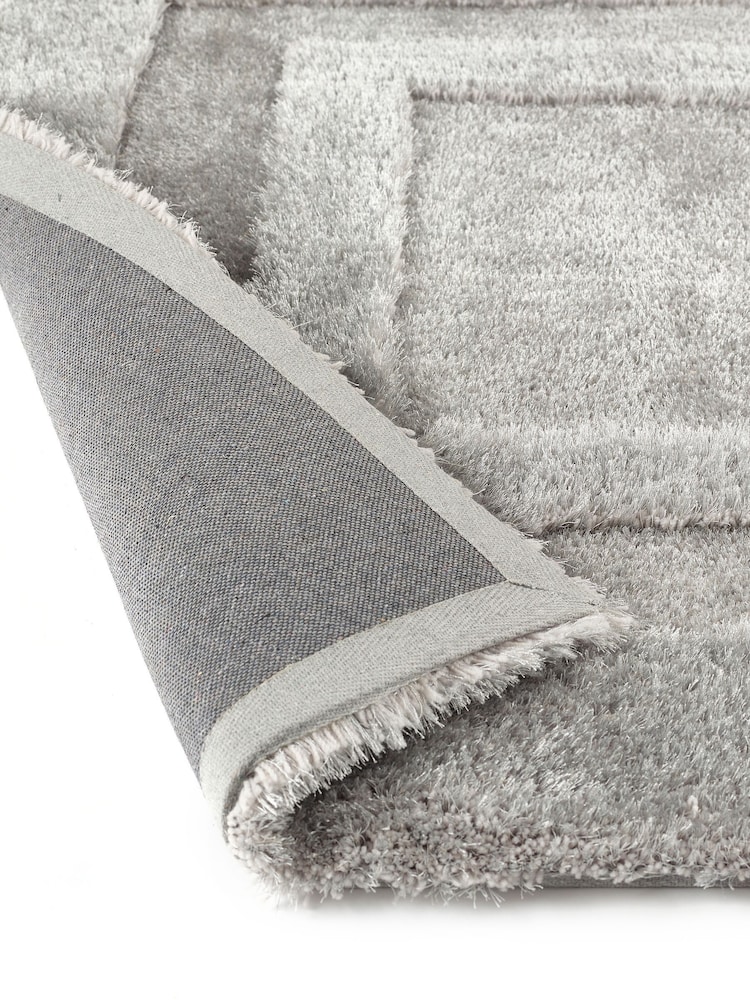 Origin Rug Collection. Silver Frame Shaggy Pile Rug - Image 5 of 5