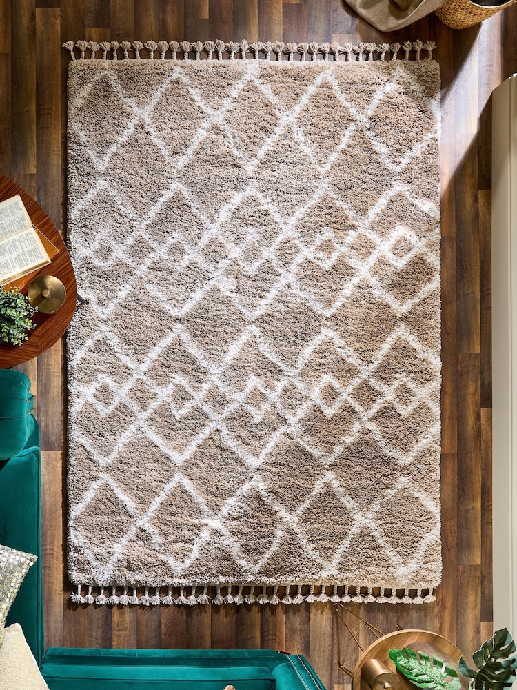 Origins Beige Morocco Shaggy Rug - Image 1 of 5