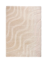 Origin Rug Collection. Cream Soft Carved Wave Shaggy Rug - Image 2 of 4