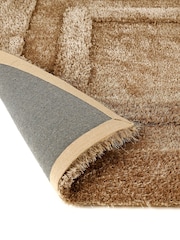 Origin Rug Collection. Brown Frame Shaggy Pile Rug - Image 3 of 4