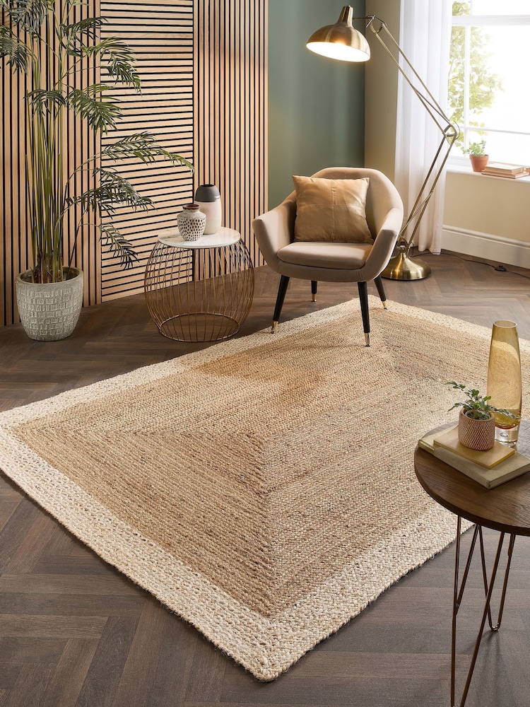 Origin Rug Collection. Cream Jute Border Rug - Image 1 of 6