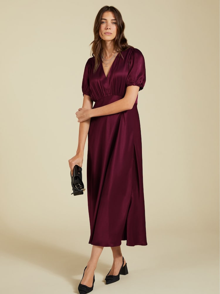 Baukjen Red Cathy Satin V-Neck Midi Dress - Image 1 of 5