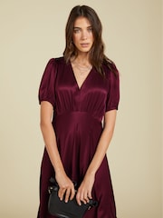 Baukjen Red Cathy Satin V-Neck Midi Dress - Image 3 of 5