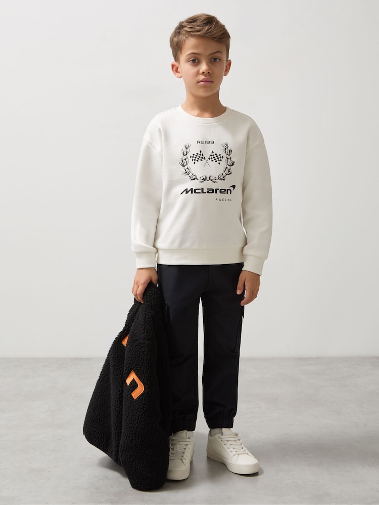 Reiss White Mya 9-13 yrs McLaren F1 Team Laurel Print Sweatshirt - Image 1 of 7