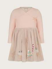 Monsoon Pink Baby Wrap Sequin Christmas Disco Dress - Image 1 of 3