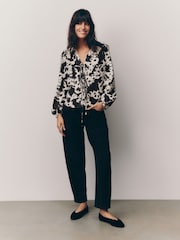 Cow Print Tie Front Long Sleeve Blouse - Image 2 of 4
