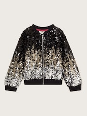 Monsoon Black Ombre Sequin Bomber Jacket - Image 2 of 4