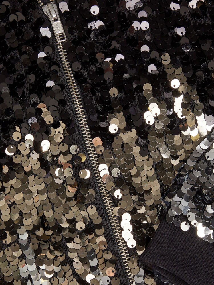 Monsoon Black Ombre Sequin Bomber Jacket - Image 4 of 4