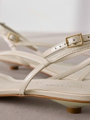 Bone White Leather Signature Strappy Toe Thong Sandals - Image 6 of 7