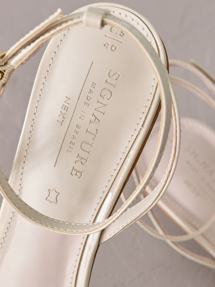 Bone White Leather Signature Strappy Toe Thong Sandals - Image 7 of 7