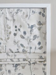 Natural/Blue Ready Made Blackout Roman Floral Print Honesty Leaf Blind - Image 6 of 7