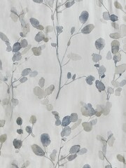 Natural/Blue Ready Made Blackout Roman Floral Print Honesty Leaf Blind - Image 7 of 7