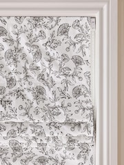 Black/White Ready Made Blackout/Thermal Roman Cotton Woodblock Blinds - Image 7 of 7