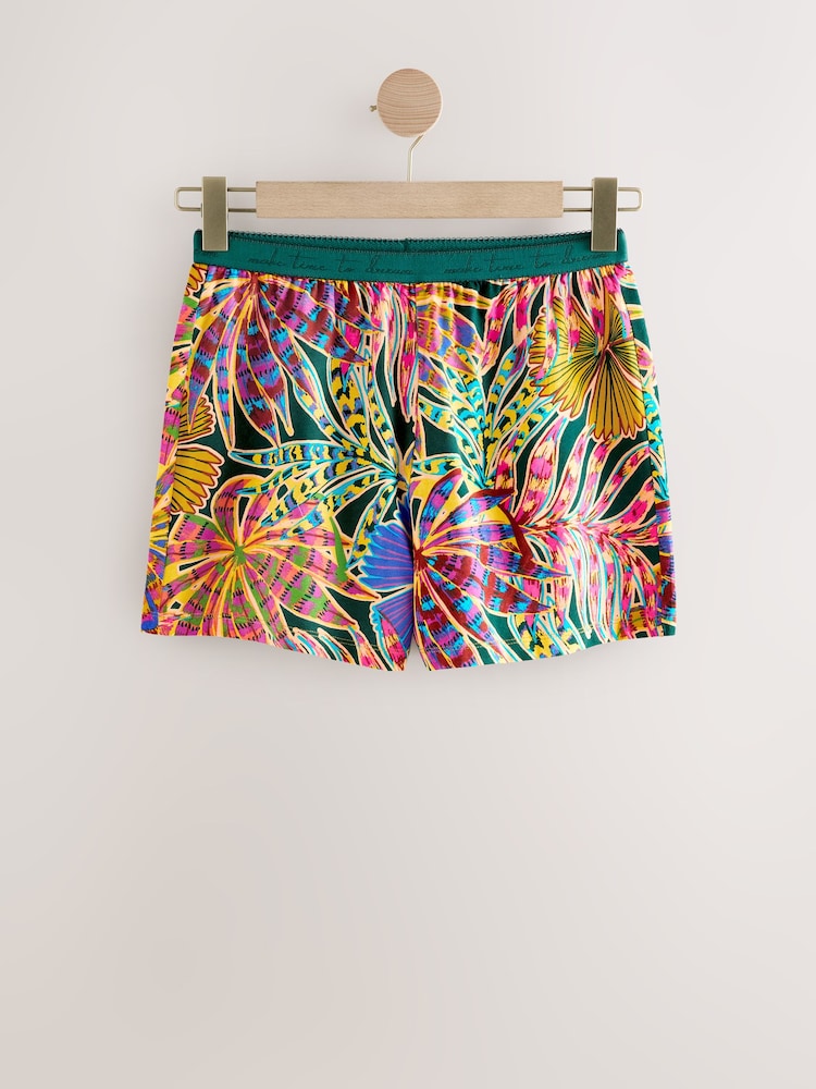 Green Palm Cotton Rib Vest Short Set Pyjamas - Image 9 of 11