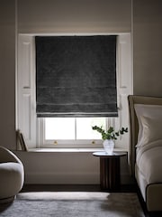 Grey Mid Ready Made Blackout Roman Blinds With Heavyweight Chenille - Image 3 of 8