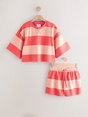 مرجاني مقلم - 100% Cotton Textured Short Set Pyjamas - صورة 1 من 3