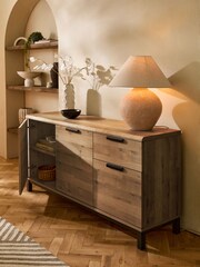 Dark Natural Bronx Oak Effect Large Sideboard - Image 6 of 9