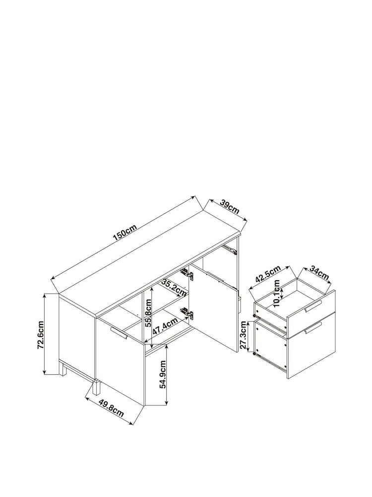 Dark Natural Bronx Oak Effect Large Sideboard - Image 9 of 9