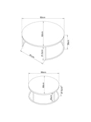 Dark Natural Bronx Oak Effect Nest of 2, Round Coffee Table - Image 5 of 8