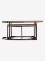 Dark Natural Bronx Oak Effect Nest of 2, Round Coffee Table - Image 7 of 8