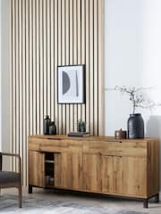 Dark Natural Bronx Oak Effect Extra Large Sideboard - Image 2 of 12
