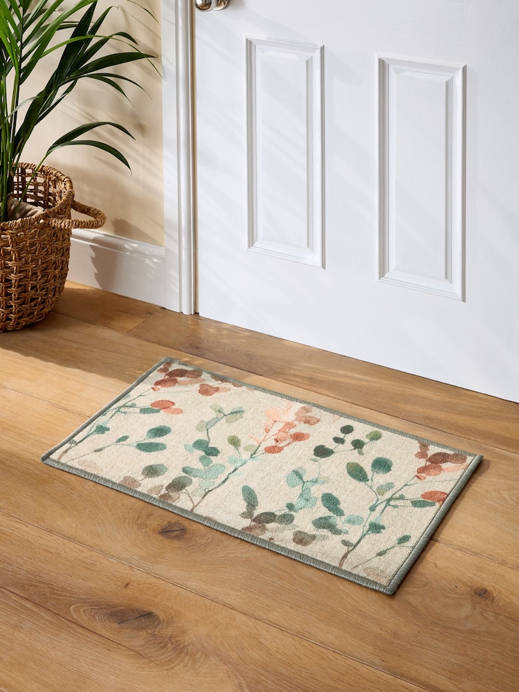 Multi Washable Autumnal Floral Print Doormat - Image 1 of 5