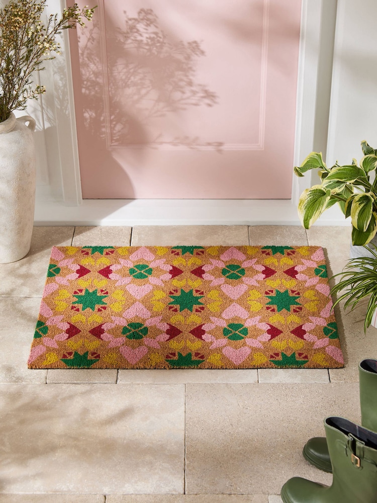 Pink Bright Tile Coir Doormat - Image 2 of 6 Pink Bright Tile Coir Doormat - Image 2 of 6