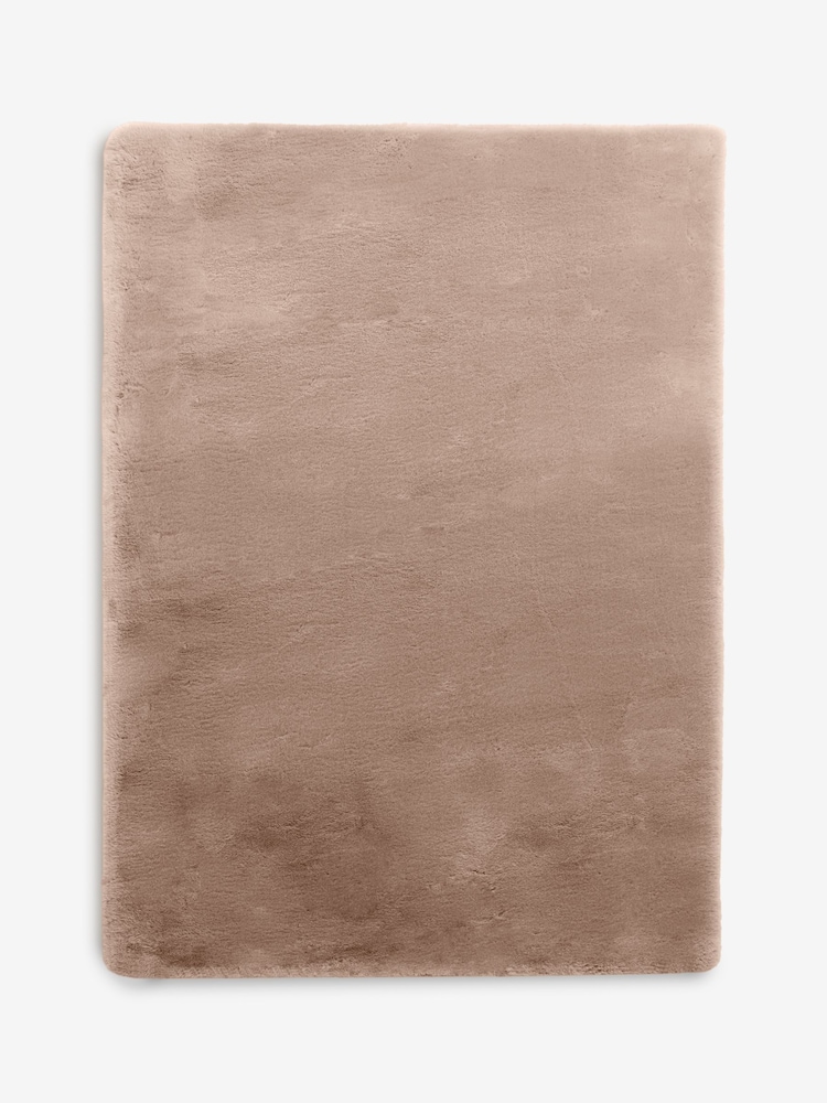 Mink Brown Plush Faux Fur Rug - Image 1 of 2