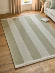Sage Green Bold Stripe Woven Rug - Image 1 of 5