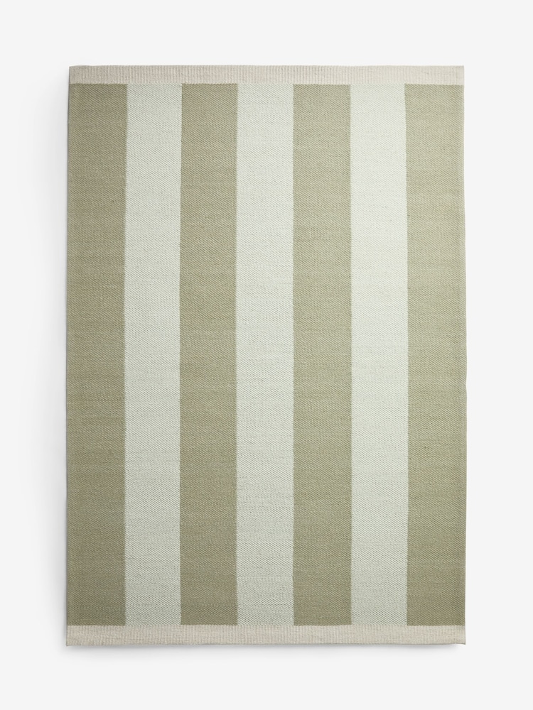 Sage Green Bold Stripe Woven Rug - Image 5 of 5