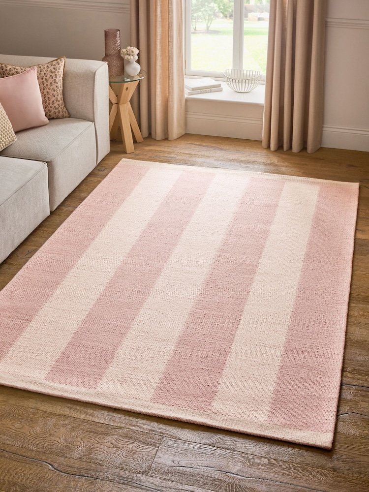 Pink Bold Stripe Woven Rug - Image 1 of 5