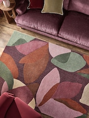 Burgundy Red Nature Leaf Rug - Image 1 of 5