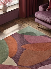 Burgundy Red Nature Leaf Rug - Image 4 of 5