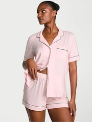 Victoria's Secret Angel Pink With Black Piping Modal Short Pyjama Set - Image 1 of 2