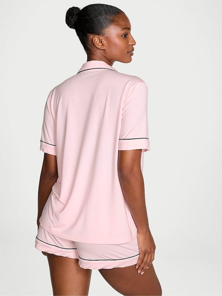 Victoria's Secret Angel Pink With Black Piping Modal Short Pyjama Set - Image 2 of 2