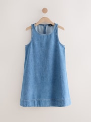 Mid Blue 100% Cotton Denim Racer Mini Dress - Image 6 of 8