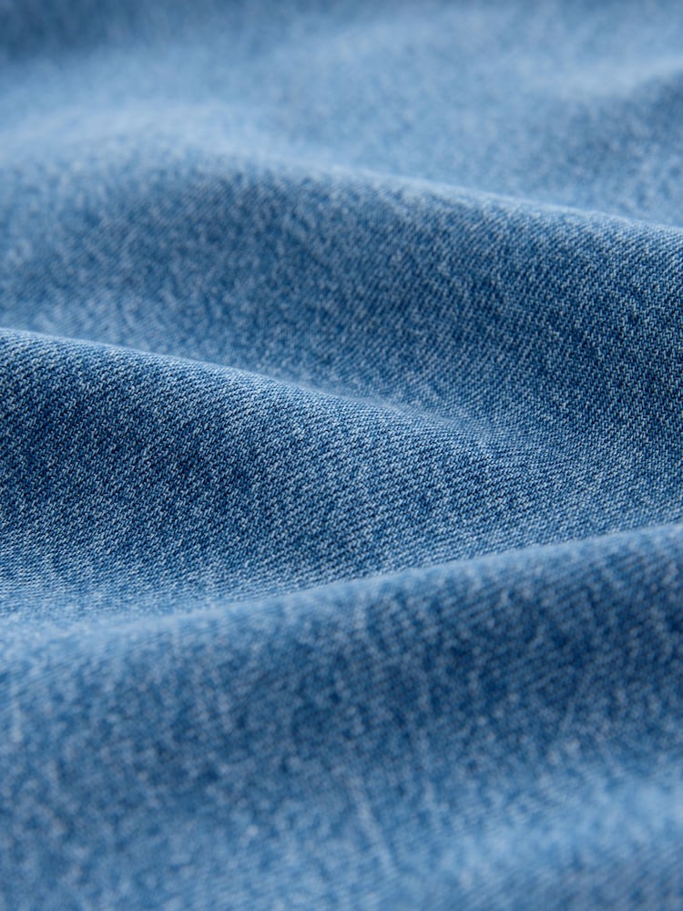 Mid Blue 100% Cotton Denim Racer Mini Dress - Image 8 of 8