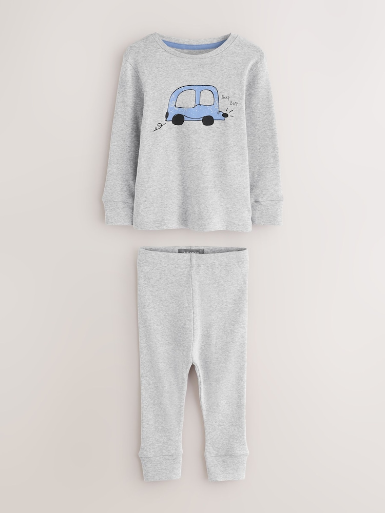 Grey 100% Cotton Snuggle Car Pyjamas - Image 1 of 1