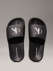 Calvin Klein Black Logo Print Pool Slides - Image 2 of 3