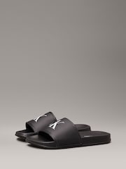 Calvin Klein Black Logo Print Pool Slides - Image 3 of 3