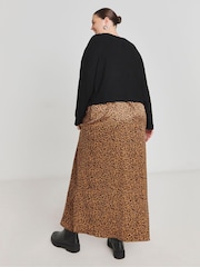 Simply Be Black 2-In-1 Leopard Print Slip Dress With Black Top - Image 2 of 4