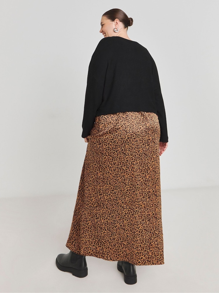 Simply Be Black 2-In-1 Leopard Print Slip Dress With Black Top - Image 2 of 4