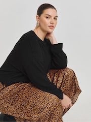 Simply Be Black 2-In-1 Leopard Print Slip Dress With Black Top - Image 3 of 4