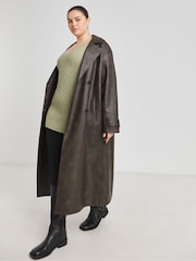 Simply Be Sage Green Boucle V-Neck Longline Knitted Jumper - Image 3 of 4