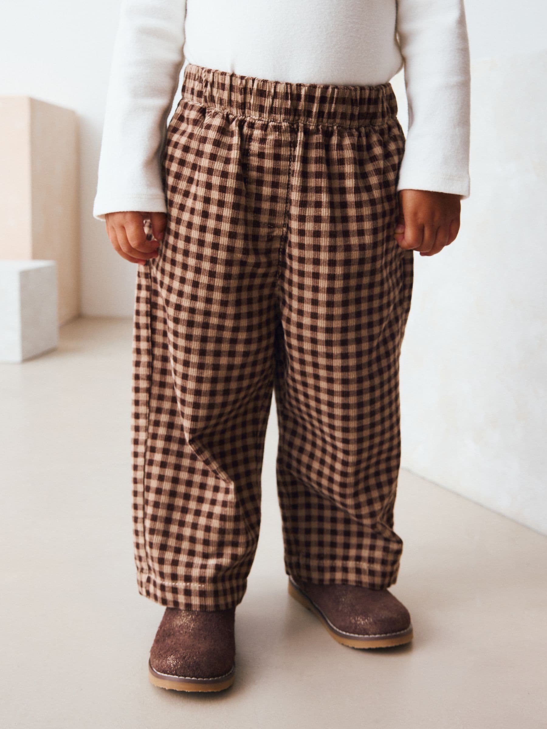 Buy Brown Corduroy Gingham Trousers (3mths-7yrs) from Next USA