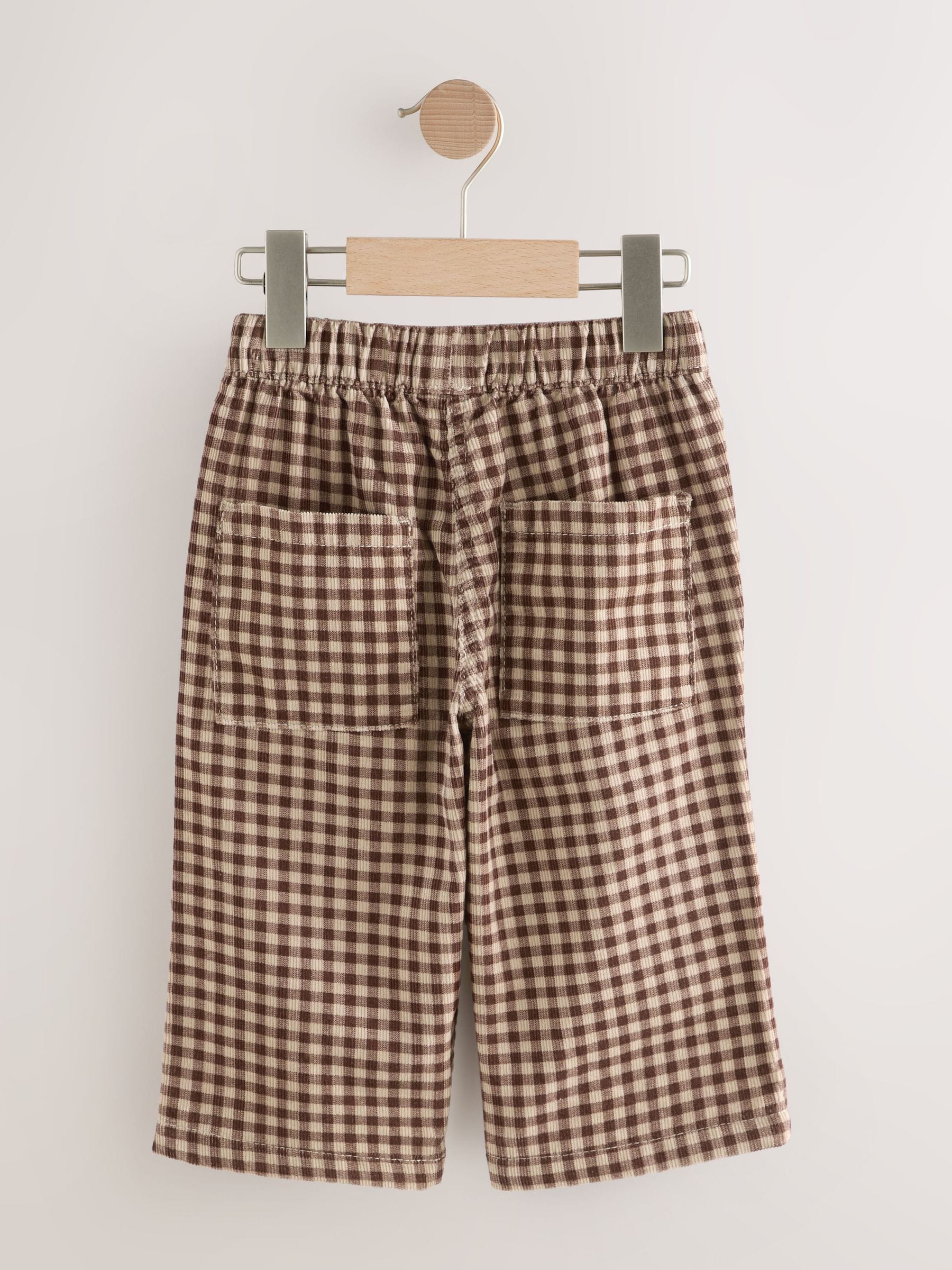 Buy Brown Corduroy Gingham Trousers (3mths-7yrs) from Next USA