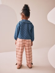 Mid Blue Denim Denim Shirt and Check Trousers Set (3mths-7yrs) - Image 3 of 4