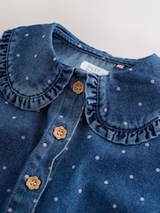 Mid modra Denim - Komplet srajce iz denima in karirastih hlač (3mesecev-7let) - Slika 9 iz 12